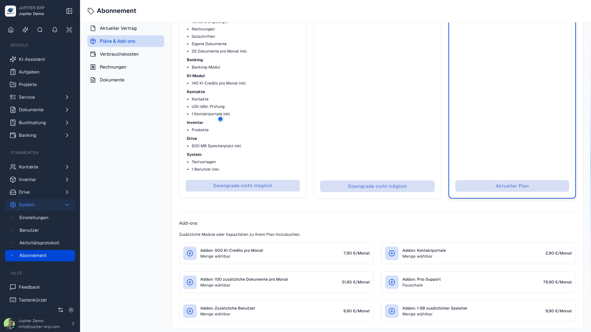 Add-ons zum Abonnement